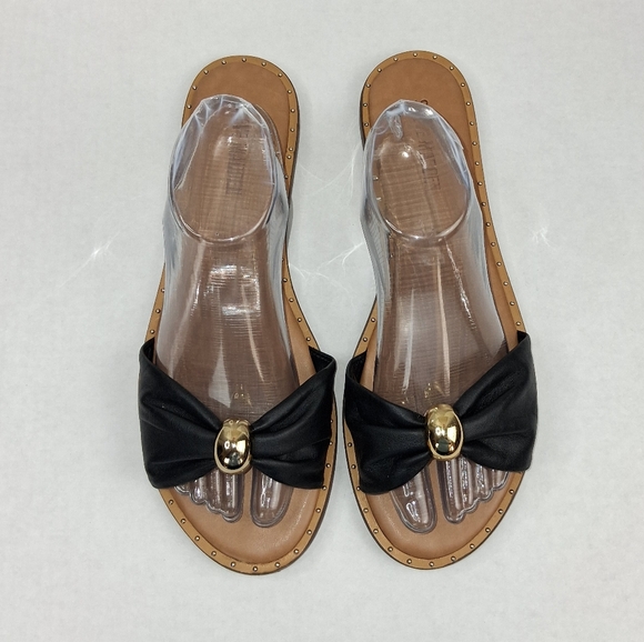 Steve Madden Shoes - Steve Madden Dipsy Black Leather Slide On Sandals